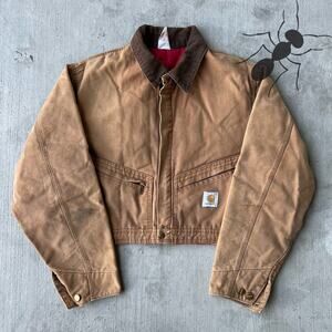 Vintage Y2K Carhartt cropped detroit style brown work wear jacket